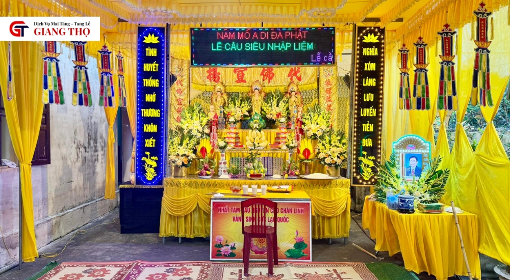 Giang Thọ cung cấp nhạc lễ, phông rạp và hoa tang trang trọng