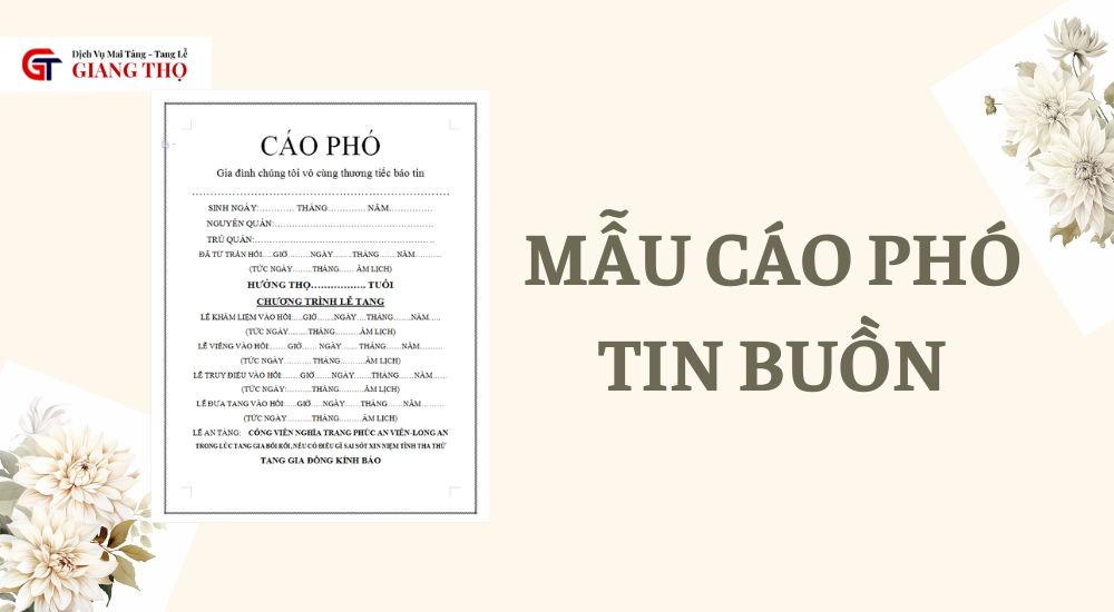 Mẫu cáo phó tin buồn