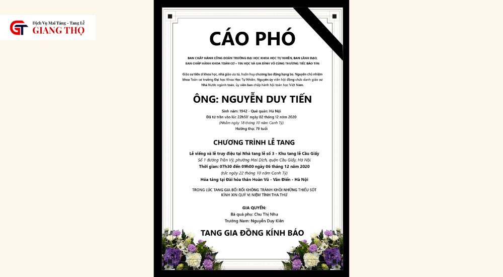 Mẫu cáo phó mang nhiều giá trị động viên tinh thần lớn lao