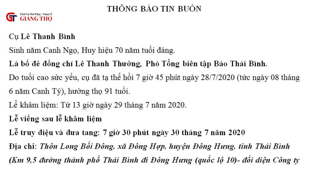 Mẫu cáo phó nên ngắn gọn, trang nghiêm, rõ ràng